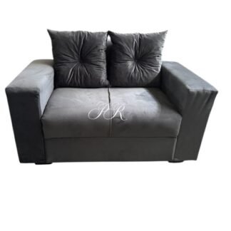 Sofa Pop Bela 2 / Lugares Veludo Cor Cinza Escuro almofadas soltas Pés em Madeira