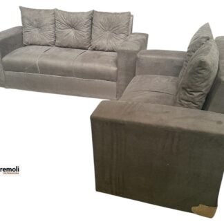 Sofa Pop Bela 2 /3 Lugares  Cor Marrom Escuro – almofadas soltas Pés em Madeira Variação de Tonalidade