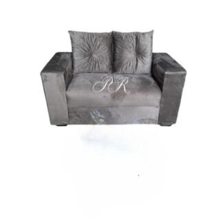 Sofa Pop Bela 2 Lugares Veludo Cor Cinza Escuro – almofadas soltas Pés em Madeira
