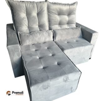 Sofa Retratil E Reclinavel Bello Campo 1.60mt  Não e bipartido  Cor Cinza Claro