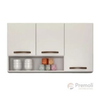 Aéreo Maisa Largura 118 cm 3 Portas  Branco Acetinado- CHF Móveis