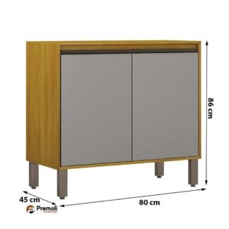 Balcão 2 portas 80 cm Eduarda  Cinamomo/Cinza CHF