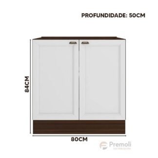 Balcão 80cm Unna Cor Nogueira/ Branco Poliman Moveis