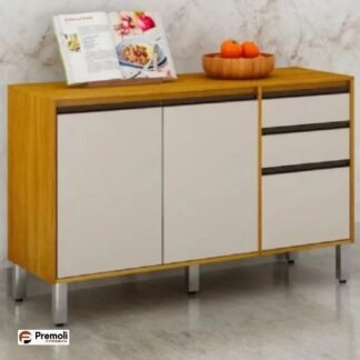 Balcão Eduarda 1.20 Cm 3 Portas Em Mdf 120cm Cinanomo /Off White – Chf Moveis