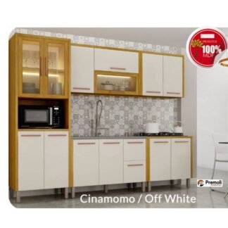 Cozinha Dona Completa Com  Led   100% MDF Cor Cinamomo/Off  Chf