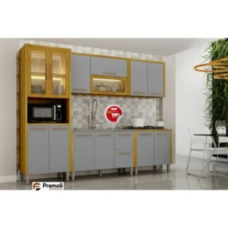Cozinha Modular Dona 5 Peças – Cinamomo/Cinza – CHF Móveis