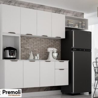 Cozinha Nara Compacta 8 Portas com 1 Gaveta 193cm Cor branca – CHF Móveis