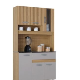 Kit Cozinha Coral  06 Portas  90Cm Damasco/off  Ripado poquema