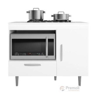 Balcão De Coz  1 Porta, 1 Gaveta Cooktop 4 & 5 Boca Alecrim  – Branco  Poliman