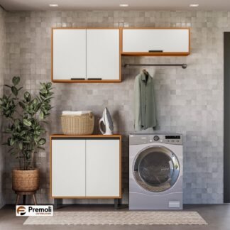 Cozinha Ravena 3 Peças [Aerio 80/  Balção 80 / Nicho]  Muti Funcional  Cor freijò uv/off Acetinado