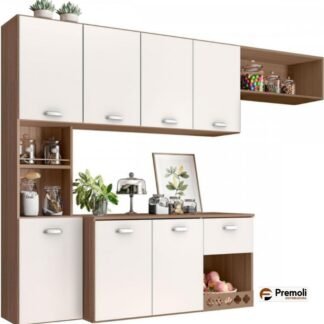 Cozinha Suspensa Mila 1.80cm Cor Carvalho Off  White Poliman