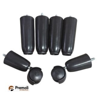 Kit 04 Pé cama box + 2 Rodinha  Plástico Cor Preto