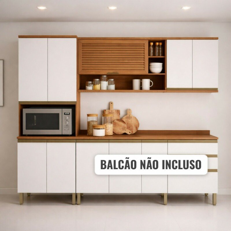 Cozinha modulada 3 peças  Freijo/Branco  Macadamia Telasul