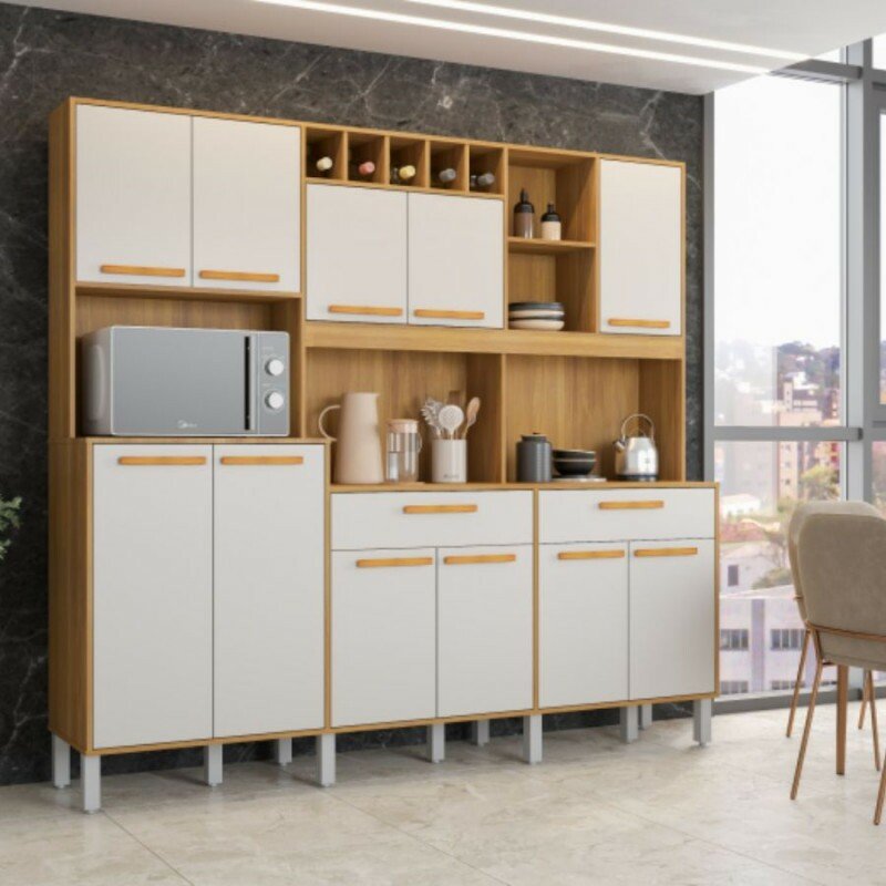 Kit Cozinha Milano 11 portas Freijó/Off White - Fiorello