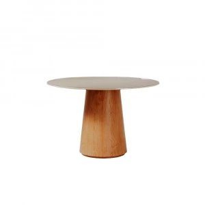 MESA IMCAL ZARA 1.20 C/VIDRO REDONDA OFF WHITE/CINAMOMO