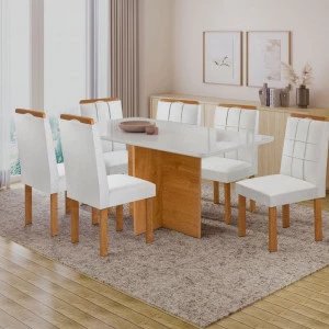 CJ MESA 6C CEL MOVEIS SALINAS RETANGULAR 160X80 TAMPO LONDRES PLUS C/VDO CAD. SALINAS TEC 169 OFF/CINAMOMO