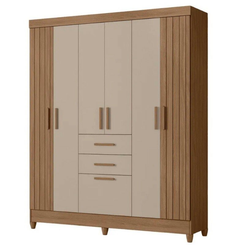 Guarda Roupa Casal Malta com 7 Portas e 2 Gavetas carvalho/ Fendi - Moval Moveis
