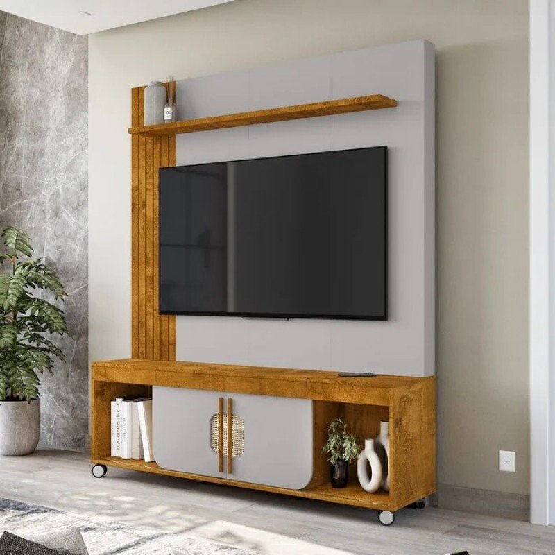 Home para Tv até 65 Polegadas Maragogi 2 Portas Naturalle/off White - Móveis Bechara