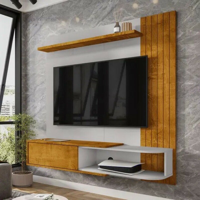 Painel para Tv até 55 Polegadas Paraty  Naturalle/off White - Móveis Bechara