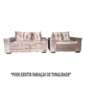 CJ ESTOFADO BOMFLEX 2/3 LUGARES HAITI BEGE VELUDO ASTECA 04
