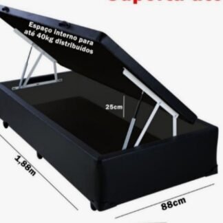 Base Baù Premoli Blindado 88X188X42 Solteiro  Cor Preta