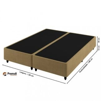 Base Smart 158x198x30 Bipartido Chapeada Cor Bege Pés em madeira  – Plumatex