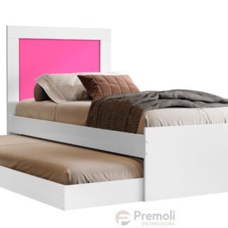 Cama  Solteiro Bibox Luara C/ Auxiliar FLEX  Pinel Rosa / Azul  100%  MDF