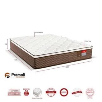 Colchão Casal 138x188x32 Evolution Pillow Top Molas Ensacadas 150Kg Reconflex
