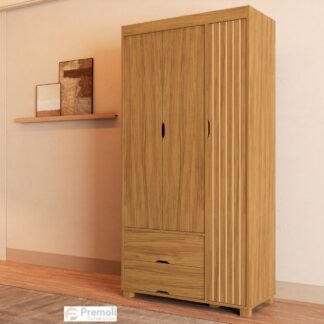 Guarda-Roupa 3 Portas Bela 0,89 m Nature  100 % MDF Pés em madeira