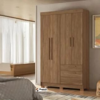 Guarda-Roupa Londrina 1.30cm C/4 Portas, 2 Gavetas Cor jatoba