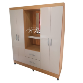 Roupeiro Cordoba 1.48cm 4 Portas Cor Cor Damasco Off White  Poquema
