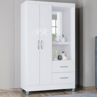 Roupeiro Cordoba 99cm 2 Portas Cor Branco Brilho Poquema