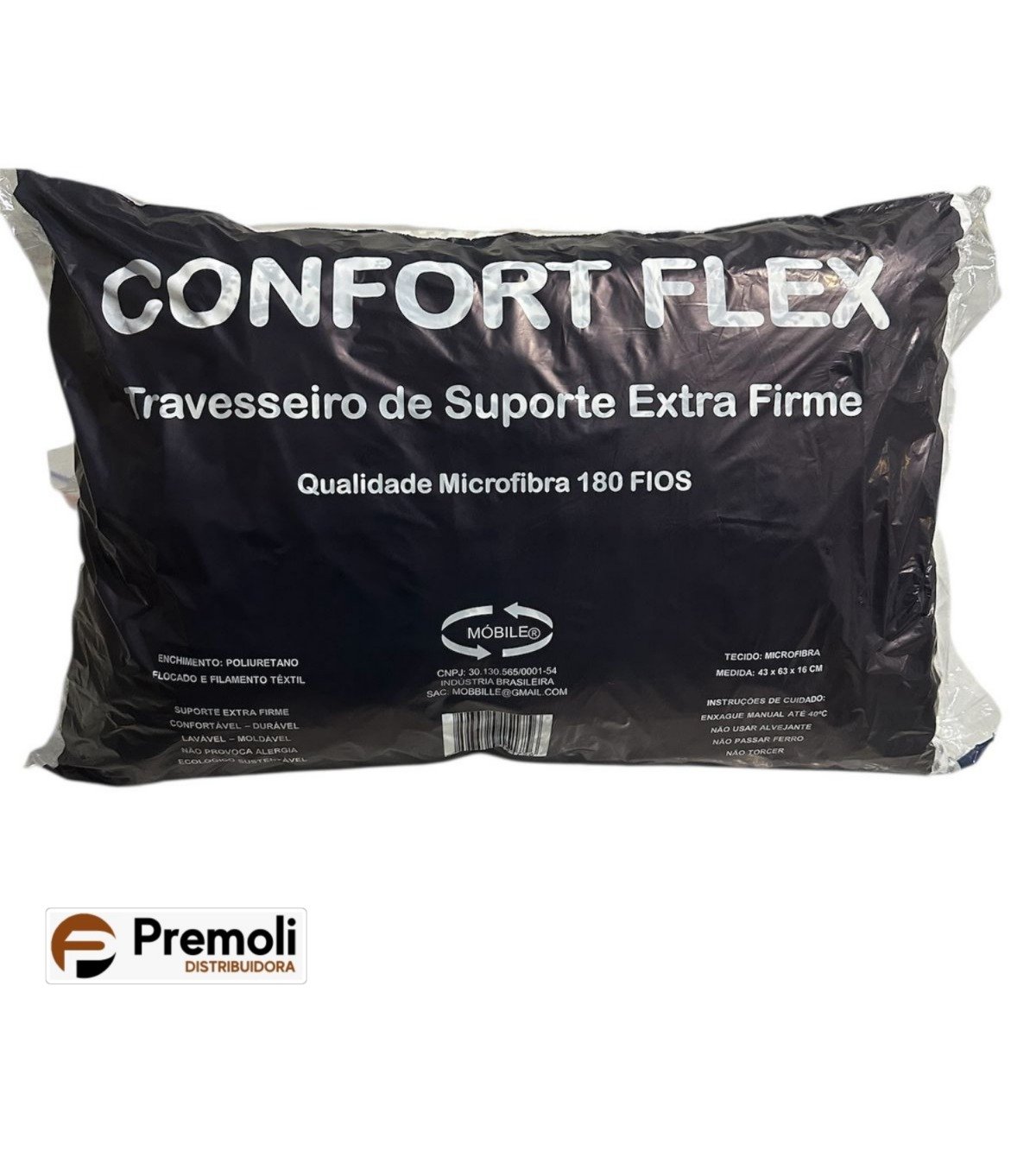 Travesseiro Confort flex Enchimento Fibra 180 Fios : 45 x 65 CM