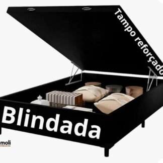 Base Baù Premoli Blindado 138X188X42 Casal 2 Em 1 Auxiliar Cor Preta