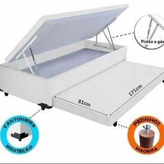 Base Baù Premoli Blindado 88X188X42 Solteiro 2 Em1 Auxiliar Cor Branca