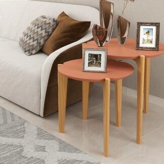 CONJUNTO MESA LATERAL FLORIDA   COR LUANDA/FREIJO `PÈS EM MADEIRA