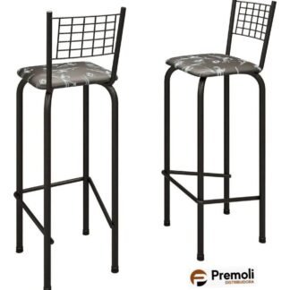 Kit 02 Banqueta Iza -Tubo Preto Alt. Assento: 63 cm / Total 96 cm / Tubo: 1″ Tecido Variação: Preto 3D