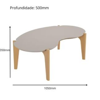 Mesa de Centro Sala de Estar Florida 1,05m Off White/Freijó – Lukaliam Pés em madeira