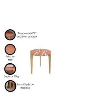 Mesa lateral Florida 0,50m Luanda/Freijó – Lukaliam Móveis
