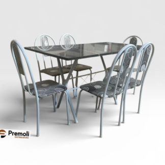 Mesa tubula 061 6 cadeira ane a Cor branca  tampo em granito