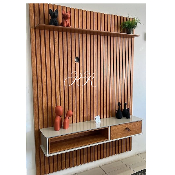 Painel Ripado Detroit A 220 X L 160  Tv 55  Cor Nature/Off White Tebarrot