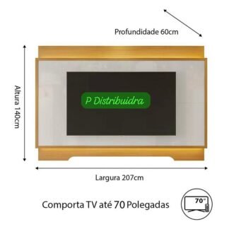 Painel Sala Michigan Para Tv Até 70 Polegadas Cor Off White/tauari