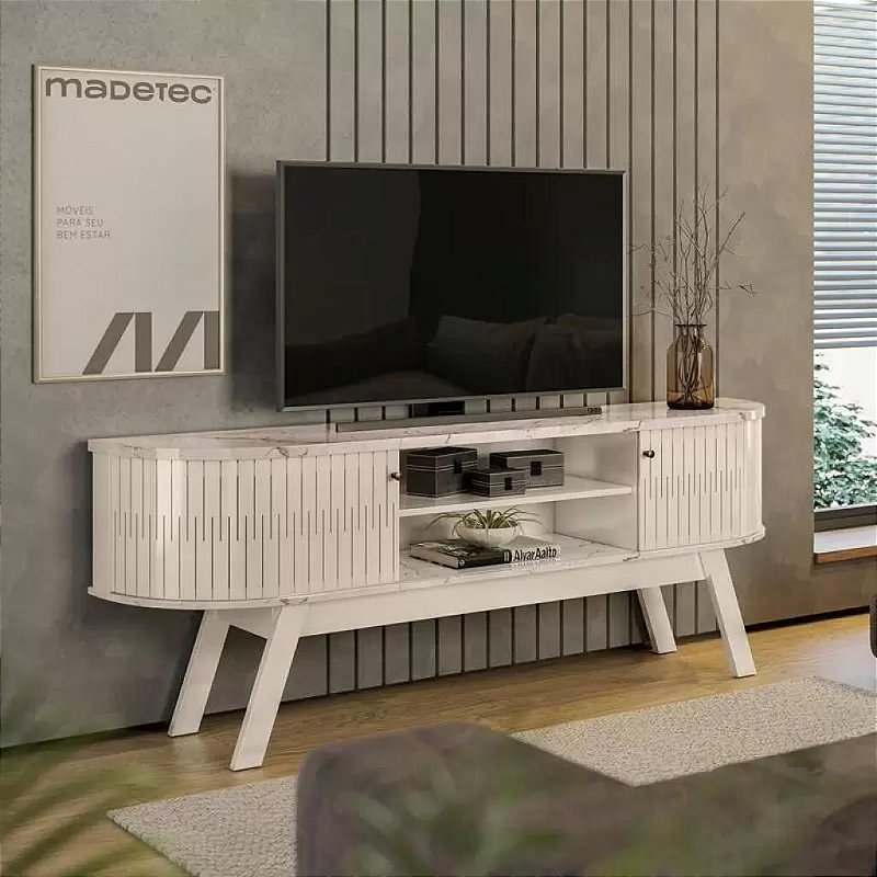 Bancada Valência  TV  75   Calacata Off  White  Madetec