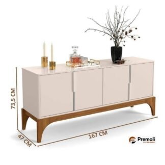 Buffet 4 Portas 1.67cm  Amalfi Off White/Madero Canela   – LUKALIAM