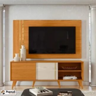 Combo Cronos Largura: 160 cm TVs Até 60” Cinamomo Off White  Madetec
