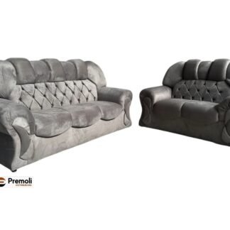 Conjunto Belgica Cor Cinza  Tecido Veludado Luxo Espuma Selada D28  Variação de Tonalidade