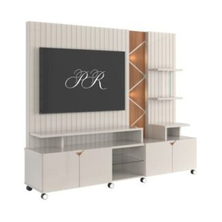 Home Cross Frisado Off White Perolizado Jequitiba Largura 2.10  TVs até 55 Polegadas Lukaliam
