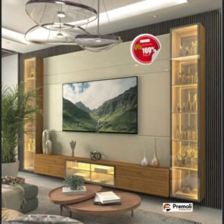 Home TV  90 Polegadas 293cm com Porta Reflecta LED 100% MDF Luminare – Gelius Móveis