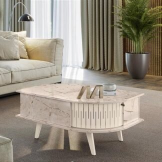 Mesa De Centro Indianapolis Retro  Cor  CALACATA OFF WHITE