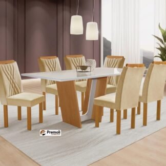 Mesa Florença 160X80 C/ 6 Cadeira Lisboa Cel Moveis cadeira lisboa